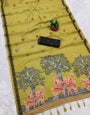 Moiety Mustard Pure Munga Cotton Silk Saree With Excellent Blouse Piece