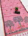 Dazzling Pink Pure Munga Cotton Silk Saree With Denouement Blouse Piece