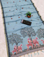 Enchanting Sky Pure Munga Cotton Silk Saree With Dulcet Blouse Piece