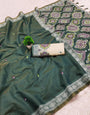 Alluring Teal Green Pure Munga Cotton Silk Saree With Marvellous Blouse Piece