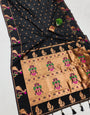 Evocative Black Paithani Silk Saree With Dalliance Blouse Piece