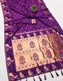 Epiphany Purple Paithani Silk Saree With Conflate Blouse Piece