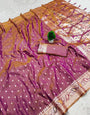 Luminous Lavender Soft Banarasi Silk Saree With Ethereal Blouse Piece