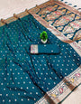 Ideal Rama Soft Banarasi Silk Saree With Pretty Blouse Piece