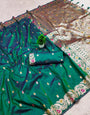 Rhapsody Green Soft Banarasi Silk Saree With Super classy Blouse Piece