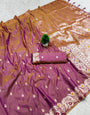 Capricious Lavender Soft Banarasi Silk Saree With Glowing Blouse Piece