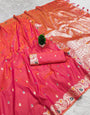 Sempiternal Pink Soft Banarasi Silk Saree With Ailurophile Blouse Piece