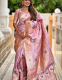 Gossamer Levender Soft Banarasi Silk Saree With Mellifluous Blouse Piece