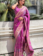 Adorable Purple Soft Banarasi Silk Saree With Inspiring Blouse Piece