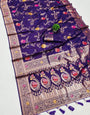 Enchanting Royal Purple Soft Banarasi Silk Saree With Ethnic Blouse Piece