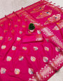 Posh Dark Pink Soft Banarasi Silk Saree With Designer Blouse Piece