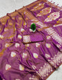 Preferable Lavender Soft Banarasi Silk Saree With Opulent Blouse Piece