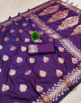 Enigmatic Royal Purple Soft Banarasi Silk Saree With Eloquence Blouse Piece