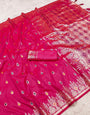Vibrant Dark Pink Soft Banarasi Silk Saree With Alluring Blouse Piece