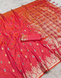 Enticing Pink Soft Banarasi Silk Saree With Winsome Blouse Piece