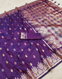 Bewitching Purple Soft Banarasi Silk Saree With Lustrous Blouse Piece
