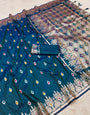 Allure Rama Soft Banarasi Silk Saree With Evanescent Blouse Piece