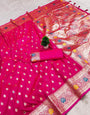 Admirable Dark Pink Soft Banarasi Silk Saree With Prominent Blouse Piece