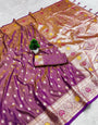 Devastating Lavender Soft Banarasi Silk Saree With Outstanding Blouse Piece