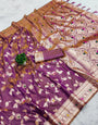 Desiring Purple Soft Banarasi Silk Saree With Fancifull Blouse Piece