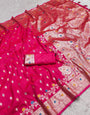 Imaginative Dark Pink  Soft Banarasi Silk Saree With Felicitous Blouse Piece