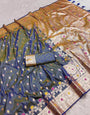 Fragrant Grey Soft Banarasi Silk Saree With Imaginative Blouse Piece