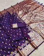 Enigmatic Royal Purple Soft Banarasi Silk Saree With Jubilant Blouse Piece