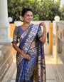 Enthralling Grey Soft Banarasi Silk Saree With Hypnotic Blouse Piece