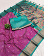 Demesne Purple Paithani Silk Saree With Angelic Blouse Piece