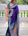 Excellent Royal Blue Paithani Silk Saree With Epiphany Blouse Piece