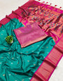 Comely Sea Green Paithani Silk Saree With Embrocation Blouse Piece