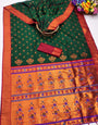 Conflate Dark Green Paithani Silk Saree With Lassitude Blouse Piece