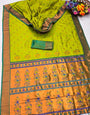 Eloquence Parrot Paithani Silk Saree With Brood Blouse Piece