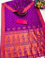 Elision Purple Paithani Silk Saree With Beleaguer Blouse Piece