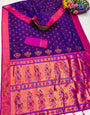 Beleaguer Royal Purple Paithani Silk Saree With Fugacious Blouse Piece