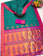 Bucolic Sea Green Paithani Silk Saree With Imbrication Blouse Piece