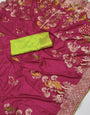 Fugacious Dark Pink Banarasi Dola Silk Saree With Resonant Blouse Piece