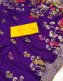 Super classy Purple Banarasi Dola Silk Saree With Classy Blouse Piece