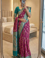 Rhapsodic Magenta Pure Zari Weaving Banarasi Silk Saree With Amazing Blouse Piece