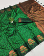 Amiable Dark Green Soft Banarasi Silk Saree With Designer Blouse Piece