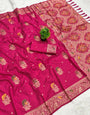 Ineffable Dark Pink Viscose Dola Silk Saree With Engaging Blouse Piece
