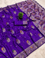Ravishing Purple Viscose Dola Silk Saree With Eye-catching Blouse Piece