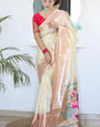 Beleaguer Beige Paithani Silk Saree With Exquisite Blouse Piece