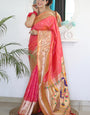 Assemblage Pink Paithani Silk Saree With A glam Blouse Piece