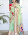 Enticing Pista Paithani Silk Saree With Classic Blouse Piece