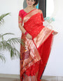 Excellent Red Paithani Silk Saree With Stunner Blouse Piece