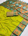 Beauteous Parrot Paithani Silk Saree With Entrancing Blouse Piece