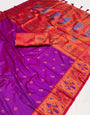 Ideal Purple Paithani Silk Saree With Most Stunning Blouse Piece