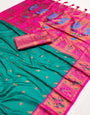 Angelic Rama Paithani Silk Saree With Inspiring Blouse Piece