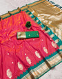 Groovy Pink Pure Zari Weaving Banarasi Silk Saree With Delightful Blouse Piece